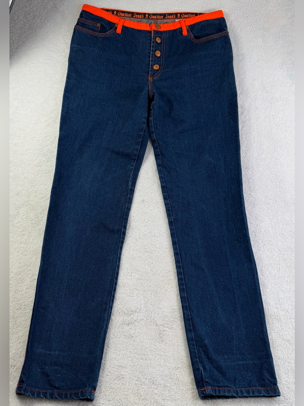 Jean Paul Gaultier Jeans Vintage IT 40 US 30 Orange Trim Skull Denim Fits 30x31